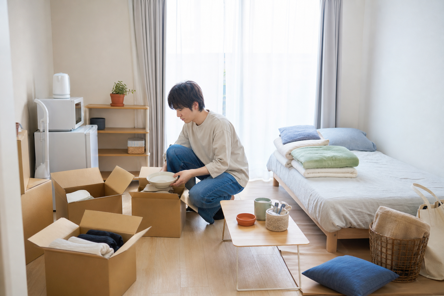 一人暮らしの初期費用 必要な家具家電から揃えるイメージ