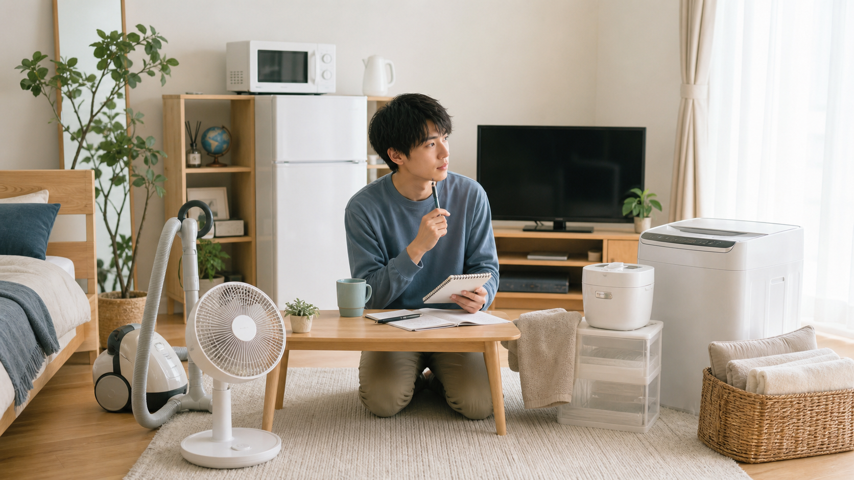 一人暮らしの家具家電リスト｜最初に買う物・後でいい物・要らない物 1〜2週間以内に揃える物 解説イメージ